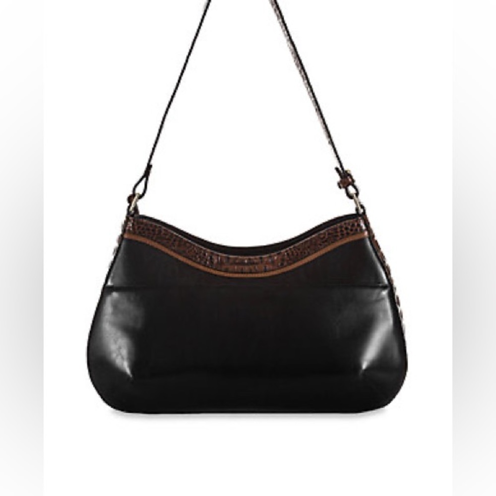 Brahmin Cayson Tri Textured leather shoulder bag black Tuscan - Picture 3 of 16